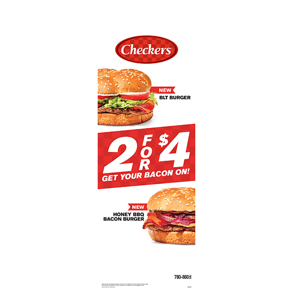Checkers Vertical Banner 2for4 Bacon