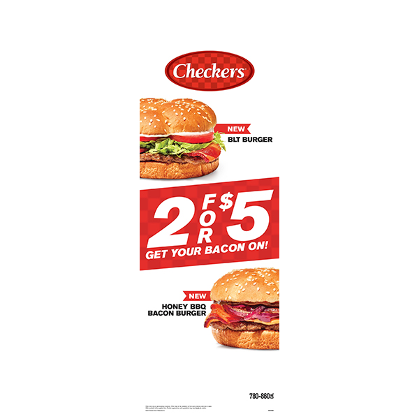 Checkers Vertical Banner 2for5 Bacon